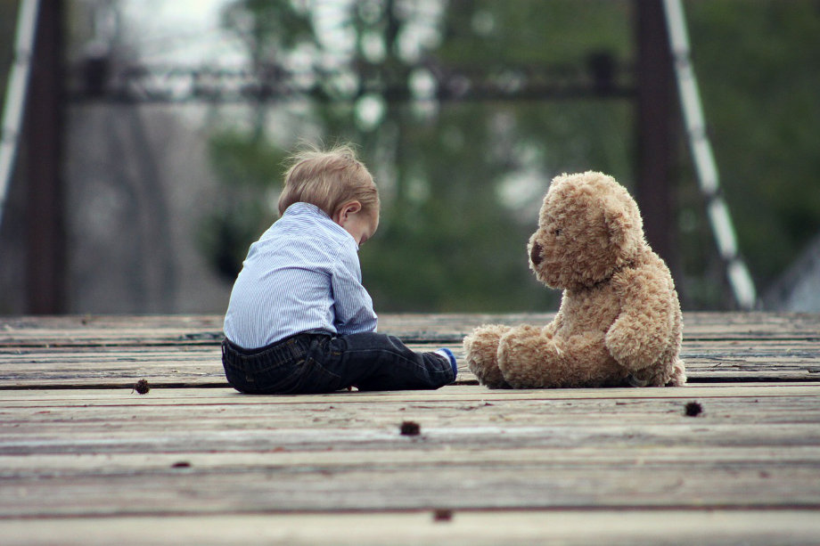 Baby and the teddy bear