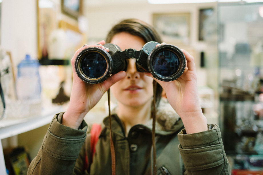 Woman with binocular